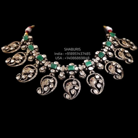 Mango Mala Diamond necklace pure silver jewelry indian wedding Jewelry indian bridal jewelry beads jewelry 925 silver jewelry-SHABURIS