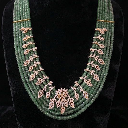 Beads necklace Pure Silver jewelry Indian diamond Necklace-SHABURIS