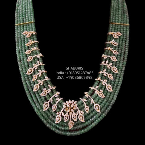 Beads necklace Pure Silver jewelry Indian diamond Necklace-SHABURIS