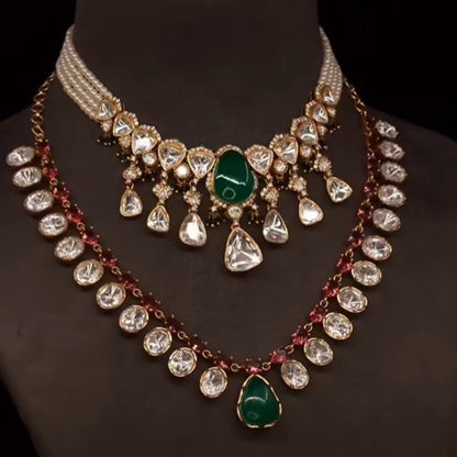 Polki Necklace Diamond Necklace destination jewelry rubies emeralds bridal diamond necklace indian jewelry designs silver jewelry wedding jewelry - SHABURIS