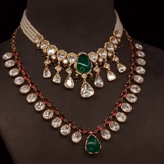 Polki Necklace Diamond Necklace destination jewelry rubies emeralds bridal diamond necklace indian jewelry designs silver jewelry wedding jewelry - SHABURIS