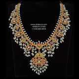 Guttapusalu necklace diamond Jewelry necklace Pearl necklace statement jewelry silver necklace 925 silver with 22k gold plated - SHABURIS