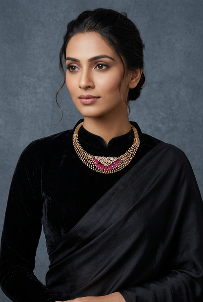 Diamond Necklace - 925 silver Jewelry,South Indian Jewelry,bridal choker,Indian Wedding Jewelry,pure Silver indian jewelry - NIHIRA - SHABURIS