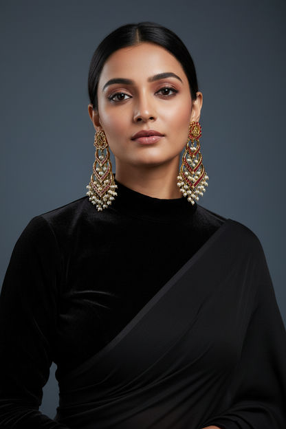 Chandbalis guttapusalu Polki jhumkas Polki Earrings Diamond Earrings 925 silver Jewelry Silver Earrings - SHABURIS
