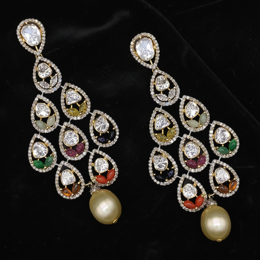 Polki Studs Polki Earrings Cocktail Earrings Diamond Studs Diamond Earrings Simple Studs Pearl Studs 925 Silver Earrings Silver Jewelry - SHABURIS