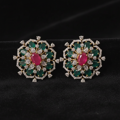 Polki Studs Polki Earrings Cocktail Earrings Diamond Studs Diamond Earrings Simple Studs Pearl Studs 925 Silver Earrings Silver Jewelry - SHABURIS