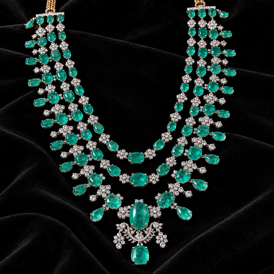Diamond necklace wedding jewelry silver necklace 925 silver with 22k gold plated - SHABURIS
