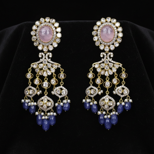 Polki Studs Polki Earrings Cocktail Earrings Diamond Studs Diamond Earrings Simple Studs Pearl Studs 925 Silver Earrings Silver Jewelry - SHABURIS