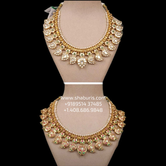 Mango mala polki necklace diamond Jewelry necklace Pearl necklace statement jewelry silver necklace 925 silver with 22k gold plated - SHABURIS