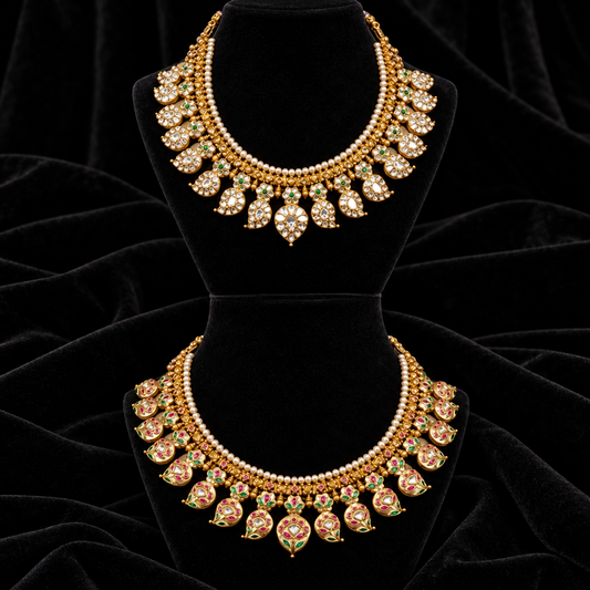 Mango mala polki necklace diamond Jewelry necklace Pearl necklace statement jewelry silver necklace 925 silver with 22k gold plated - SHABURIS