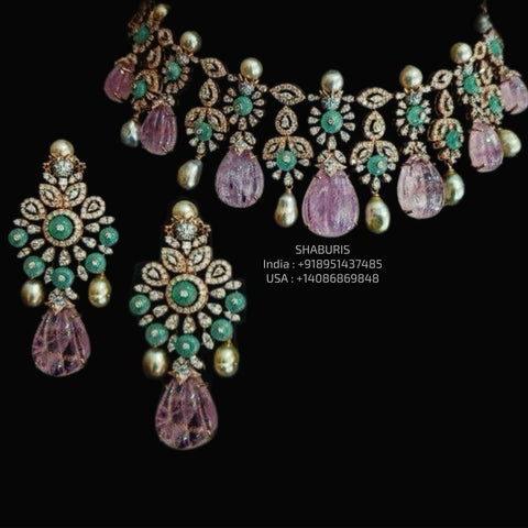 Cocktail choker necklace polki jewelry  Pure Silver jewelry Indian diamond Necklace-SHABURIS