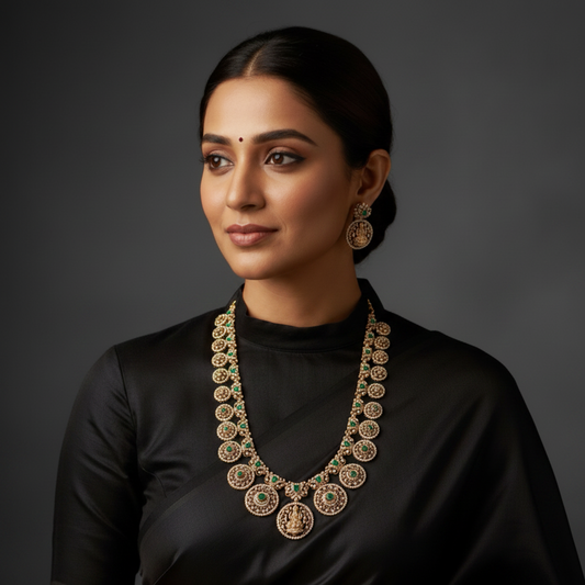 Bottu mala kasu haram necklace polki necklace diamond Jewelry necklace Pearl necklace statement jewelry silver necklace 925 silver with 22k gold plated - SHABURIS