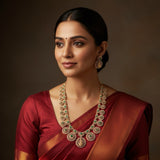 Bottu mala kasu haram necklace polki necklace diamond Jewelry necklace Pearl necklace statement jewelry silver necklace 925 silver with 22k gold plated - SHABURIS