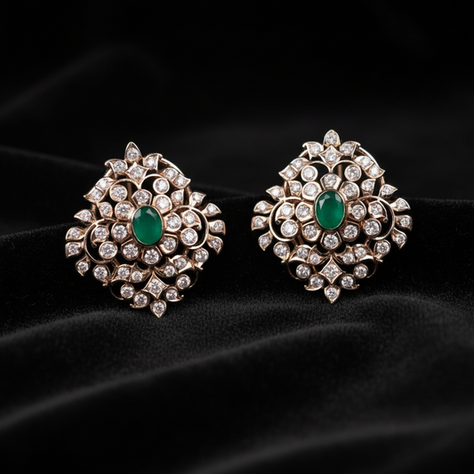 Polki Studs Polki Earrings Cocktail Earrings Diamond Studs Diamond Earrings Simple Studs Pearl Studs 925 Silver Earrings Silver Jewelry - SHABURIS