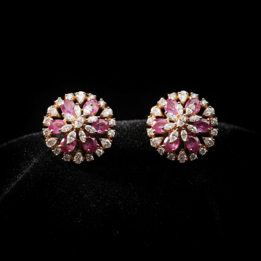 Polki Studs Polki Earrings Cocktail Earrings Diamond Studs Diamond Earrings Simple Studs Pearl Studs 925 Silver Earrings Silver Jewelry - SHABURIS
