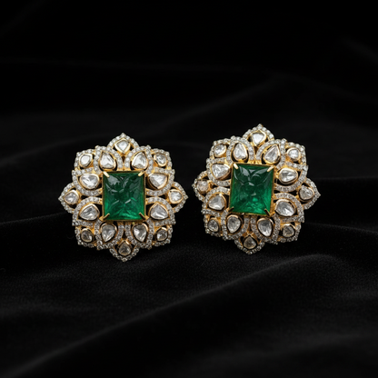 Polki Studs Polki Earrings Cocktail Earrings Diamond Studs Diamond Earrings Simple Studs Pearl Studs 925 Silver Earrings Silver Jewelry - SHABURIS