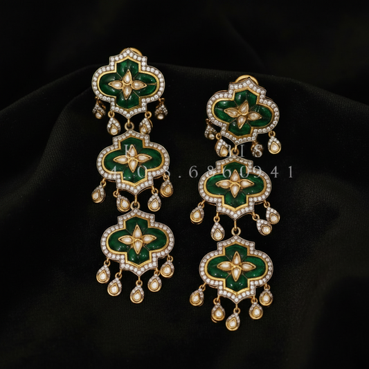 Polki Studs Polki Earrings Cocktail Earrings Diamond Studs Diamond Earrings Simple Studs Pearl Studs 925 Silver Earrings Silver Jewelry - SHABURIS