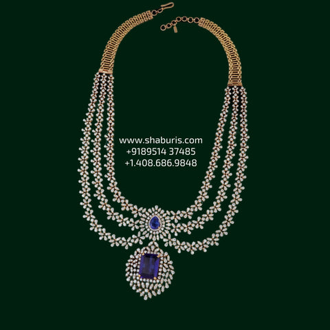 Diamond necklace bridal necklace polki necklace diamond Jewelry necklace Pearl necklace statement jewelry silver necklace 925 silver with 22k gold plated - SHABURIS