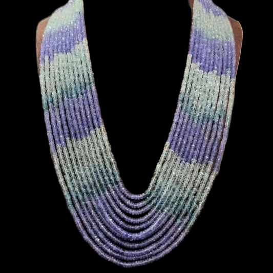 Tanzanite Emeralds pearl Necklace wedding jewelry silver necklace 925 silver with 22k gold plated - SHABURIS