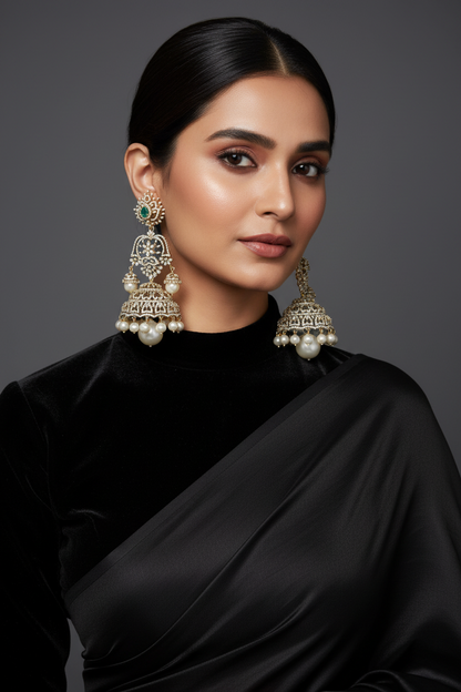 Polki Studs Polki Earrings Cocktail Earrings Diamond Studs Diamond Earrings Simple Studs Pearl Studs 925 Silver Earrings Silver Jewelry - SHABURIS