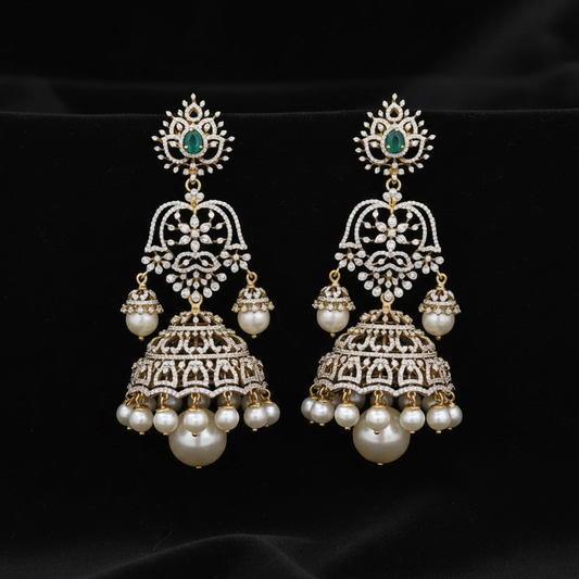 Polki Studs Polki Earrings Cocktail Earrings Diamond Studs Diamond Earrings Simple Studs Pearl Studs 925 Silver Earrings Silver Jewelry - SHABURIS