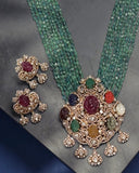 Navaratan necklace bridal necklace polki necklace diamond Jewelry necklace Pearl necklace statement jewelry silver necklace 925 silver with 22k gold plated - SHABURIS