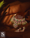 Victorian Set diamond necklace 925 silver jewelry 22k gold plated - SHABURIS