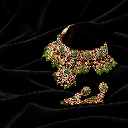Victorian Set diamond necklace 925 silver jewelry 22k gold plated - SHABURIS