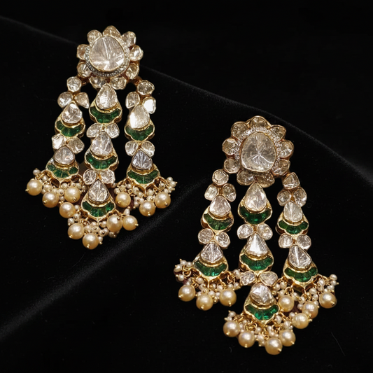 Polki Studs Polki Earrings Cocktail Earrings Diamond Studs Diamond Earrings Simple Studs Pearl Studs 925 Silver Earrings Silver Jewelry - SHABURIS