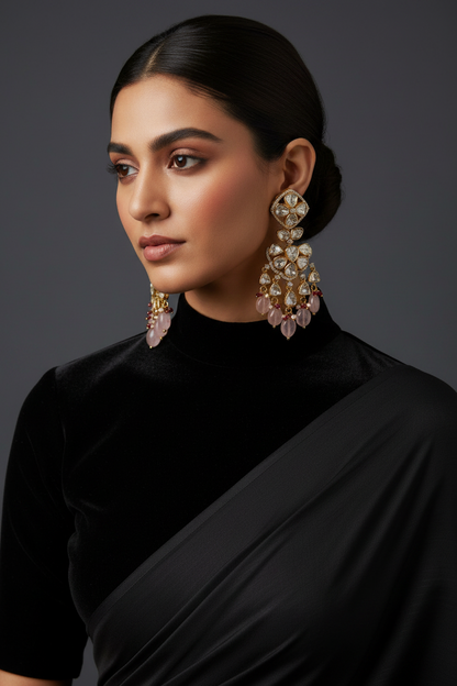 Polki Studs Polki Earrings Cocktail Earrings Diamond Studs Diamond Earrings Simple Studs Pearl Studs 925 Silver Earrings Silver Jewelry - SHABURIS