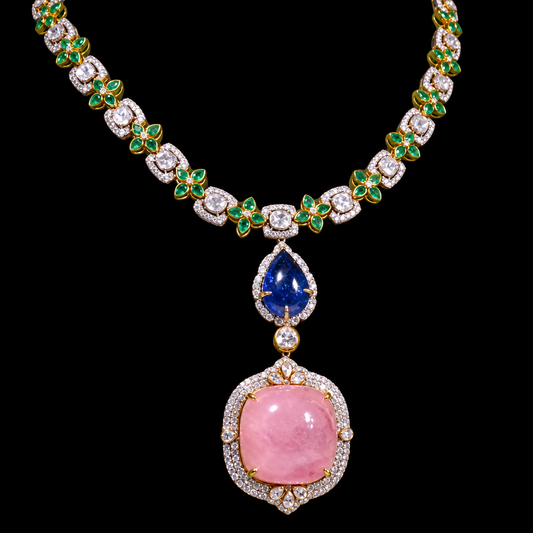Diamond necklace 925 silver with 22k gold plated- SHABURIS