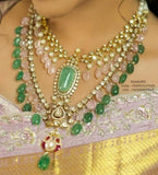 Polki Set diamond necklace 925 silver jewelry 22k gold plated - SHABURIS