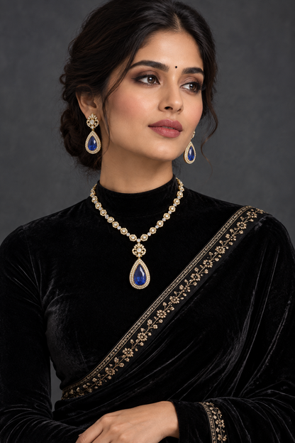 Cocktail necklace bridal necklace polki necklace diamond Jewelry necklace Pearl necklace statement jewelry silver necklace 925 silver with 22k gold plated - SHABURIS