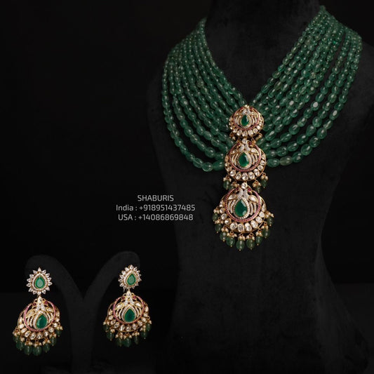 925 silver jewelry Emerald haram  mens jewelry unisex jewelry 22k gold plated - SHABURIS