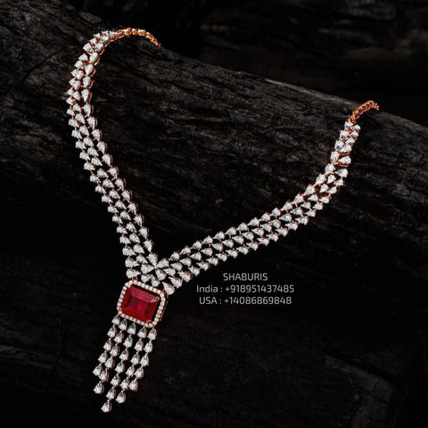 diamond necklace 925 silver jewelry 22k gold plated - SHABURIS