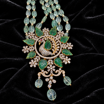 Emerald necklace Polki diamond necklace 925 silver jewelry 22k gold plated - SHABURIS