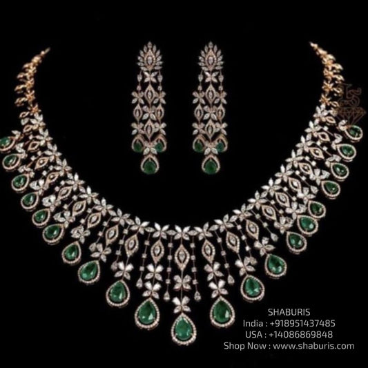 Diamond necklace 925 silver jewelry 22k gold plated - SHABURIS