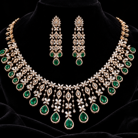 Diamond necklace 925 silver jewelry 22k gold plated - SHABURIS