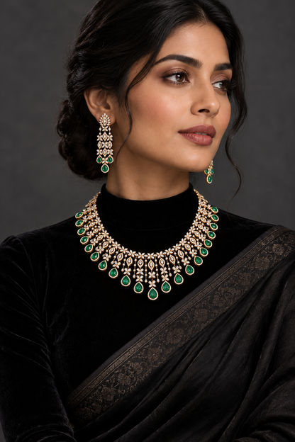 Diamond necklace 925 silver jewelry 22k gold plated - SHABURIS