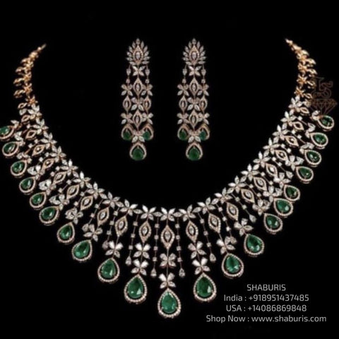 Diamond necklace 925 silver jewelry 22k gold plated - SHABURIS