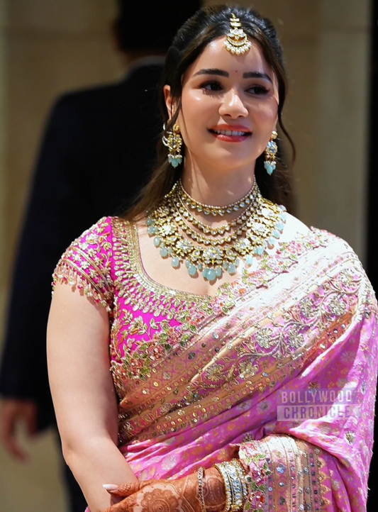 Sara tendulkar polki necklace diamond Jewelry necklace Pearl necklace statement jewelry silver necklace 925 silver with 22k gold plated - SHABURIS