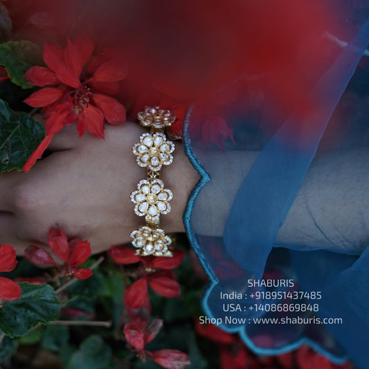 Polki Bangles - Diamond Bangles - 925 Silver Jewelry - 22ct Gold Plated - CZ Bangles - South indian diamond Bangles design