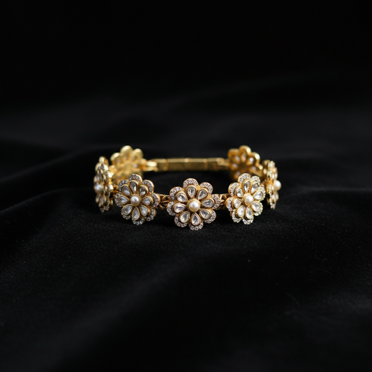 Polki Bangles - Diamond Bangles - 925 Silver Jewelry - 22ct Gold Plated - CZ Bangles - South indian diamond Bangles design