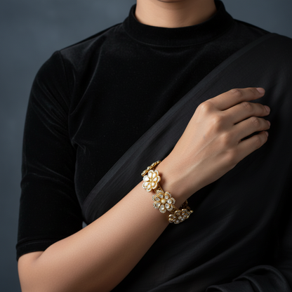 Polki Bangles - Diamond Bangles - 925 Silver Jewelry - 22ct Gold Plated - CZ Bangles - South indian diamond Bangles design