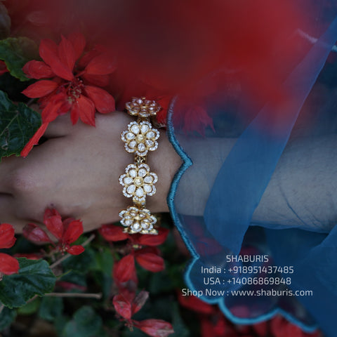 Polki Bangles - Diamond Bangles - 925 Silver Jewelry - 22ct Gold Plated - CZ Bangles - South indian diamond Bangles design