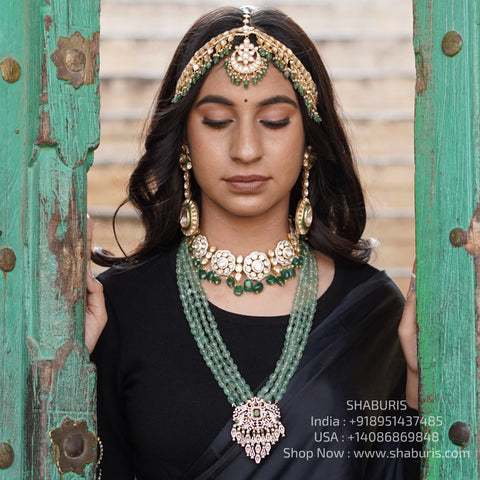 Polki necklace Pure Silver jewelry Indian diamond Necklace-SHABURIS