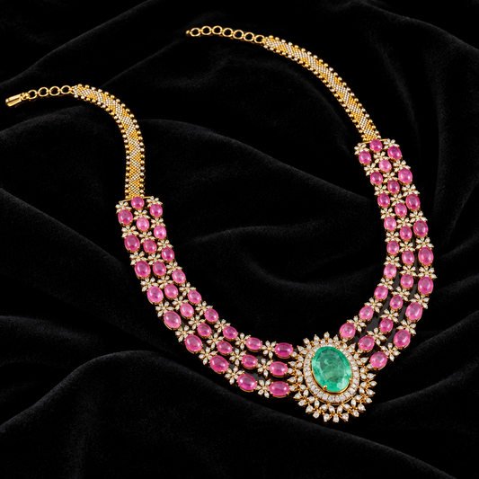 Cocktail necklace wedding jewelry silver necklace 925 silver with 22k gold plated - SHABURIS