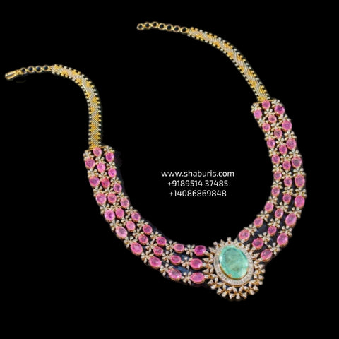 Cocktail necklace wedding jewelry silver necklace 925 silver with 22k gold plated - SHABURIS