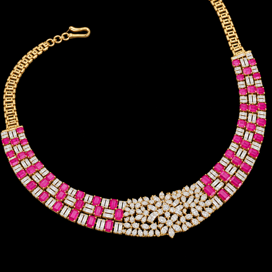 Cocktail necklace wedding jewelry silver necklace 925 silver with 22k gold plated - SHABURIS