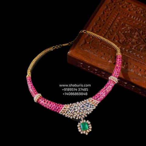 Cocktail necklace wedding jewelry silver necklace 925 silver with 22k gold plated - SHABURIS